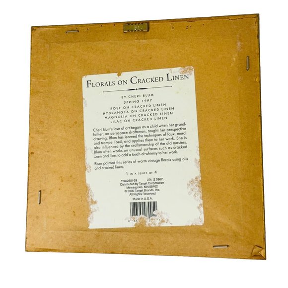 Cheri Blum  Embossed Frame Lilac Hydrangea on Cracked Linen Floral Decor 8.5" - Picture 4 of 10